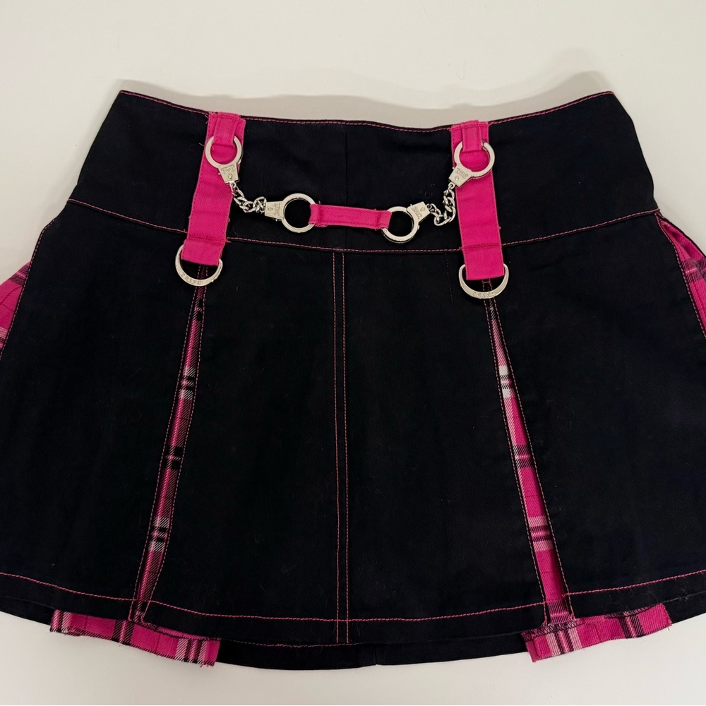 Vintage Tripp NYC Pink Plaid and Black Handcuff Skirt - Very Good Used Condition